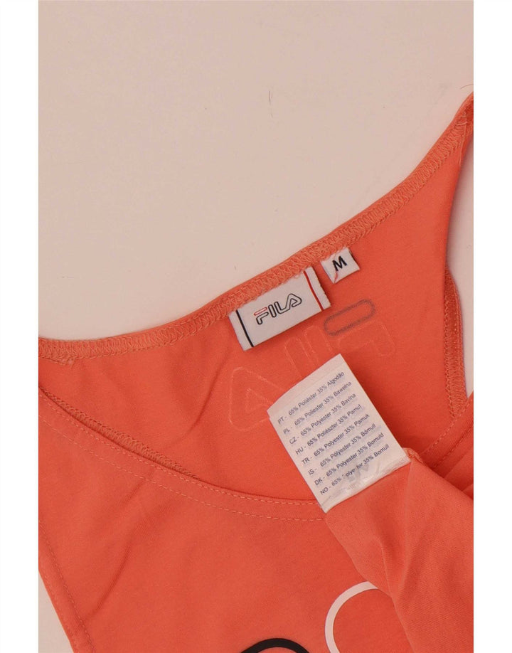 Fila Top corto gráfico para mujer UK 12 Poliéster naranja medio