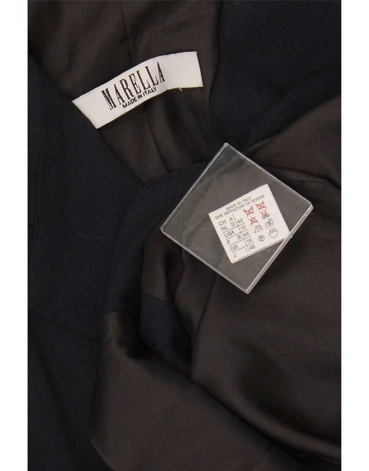 MARELLA Chaqueta tipo blazer de 4 botones para mujer UK 46 Grande Viscosa azul marino