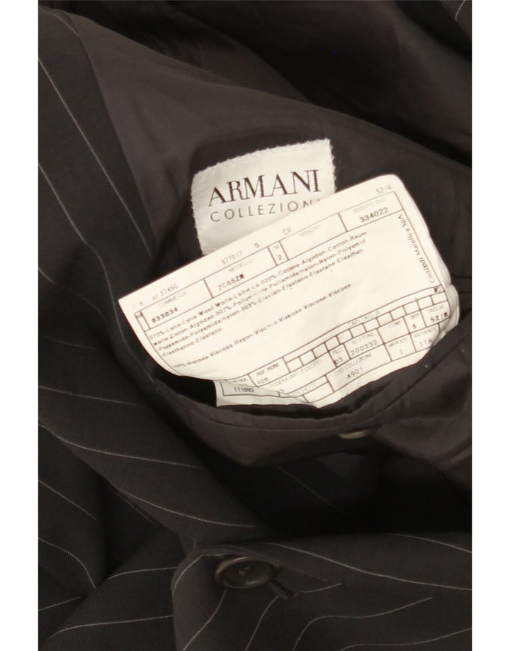 Armani Collezioni Chaqueta tipo blazer de 3 botones para hombre IT 52 Large Black Pinstripe