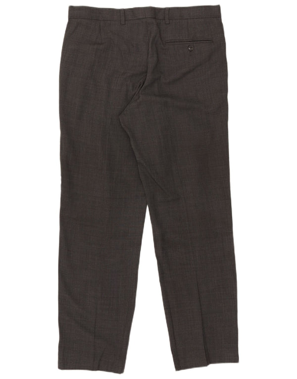 Marks & Spencer Pantalón de traje de corte regular para hombre W34 L31 Lana gris