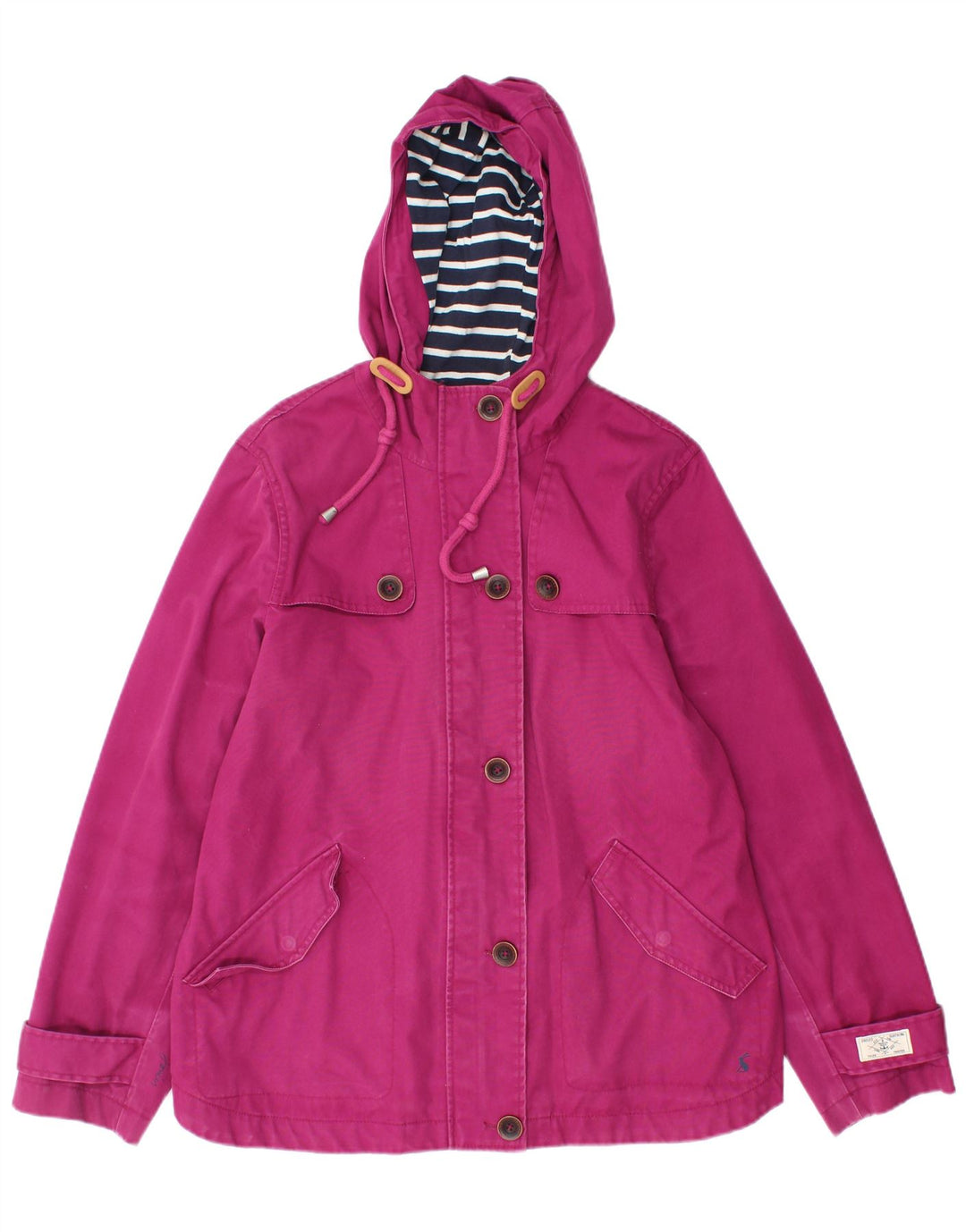 JOULES Chaqueta cortavientos con capucha para mujer UK 40 Grande Algodón rosa