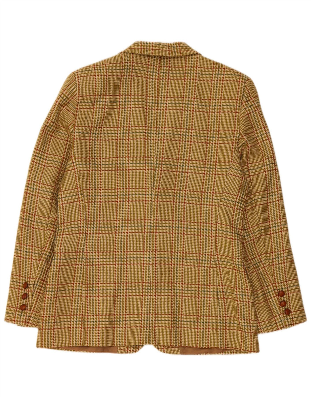 Vintage mujer 2 botones Blazer chaqueta IT 46 lana de pata de gallo verde grande