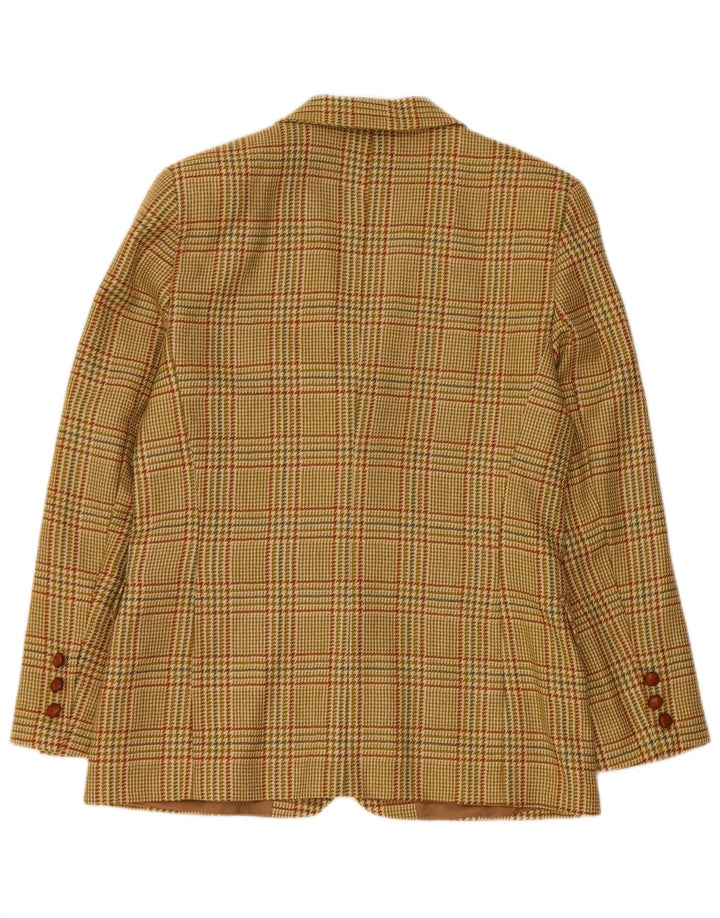 Vintage mujer 2 botones Blazer chaqueta IT 46 lana de pata de gallo verde grande