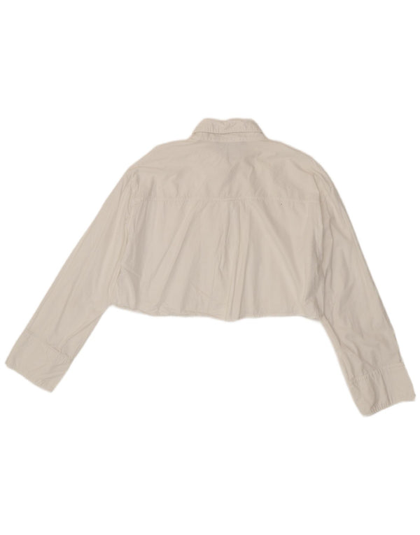 Zara Blusa Corta Mujer UK 46 Grande Algodón Blanco