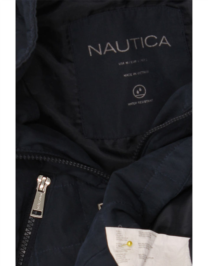 NAUTICA Abrigo acolchado con capucha para mujer UK 44 Grande Poliéster azul marino