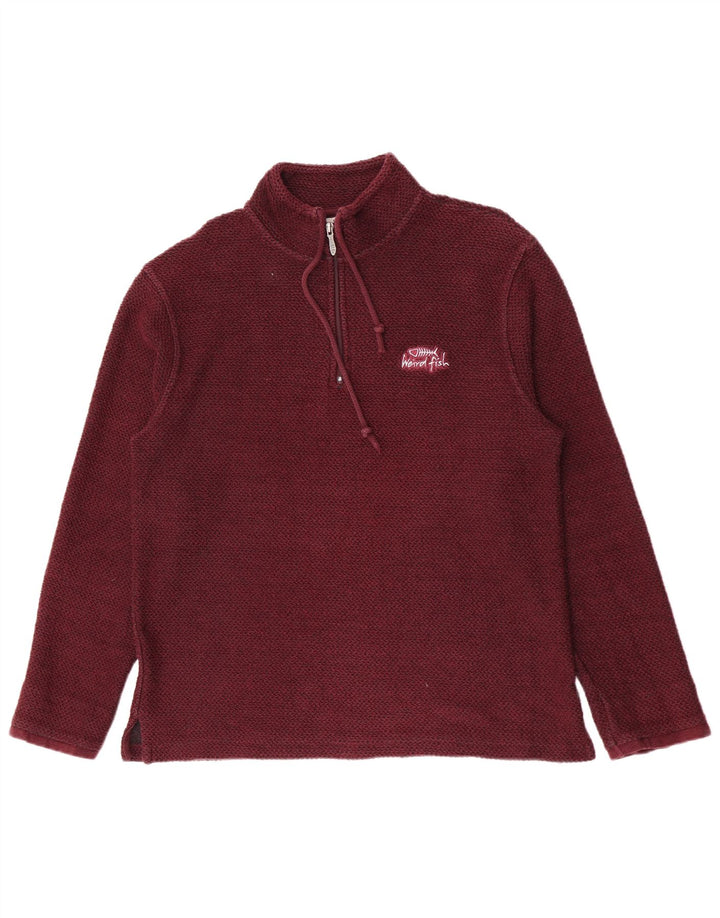 Weird Fish - Sudadera con cuello y cremallera para hombre, color burdeos, algodón