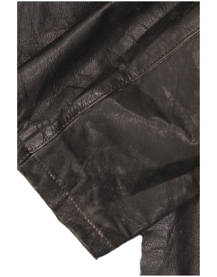 Chaqueta de cuero vintage para hombre Reino Unido 42 XL cuero negro