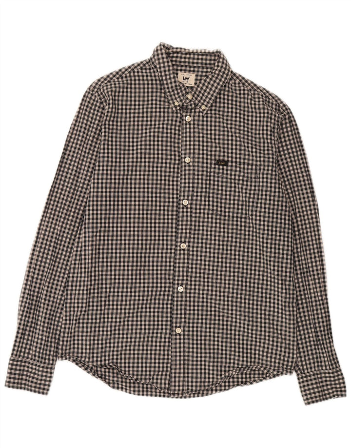 Camisa Lee para hombre de algodón a cuadros en color negro mediano