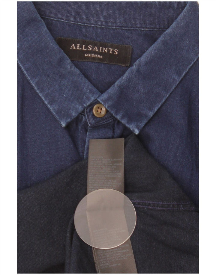 Camisa All Saints Hombre Mediana Azul Marino Algodón