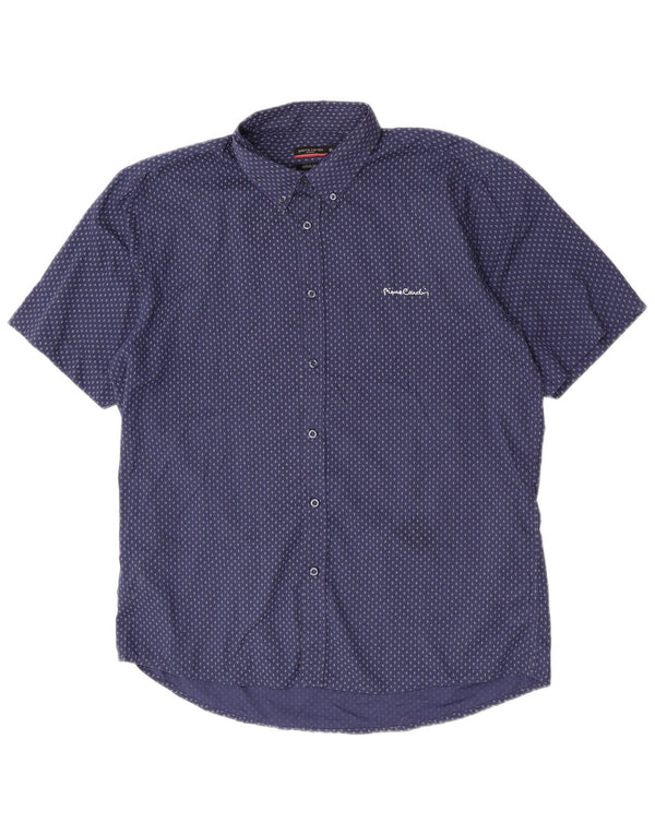 Camisa Pierre Cardin Hombre Manga Corta Regular Fit XL Azul Marino Geométrico