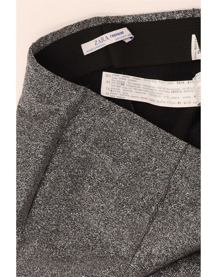Zara Mujer Trafaluc Bootcut Pantalones Casuales Medianos W28 L30 Plata