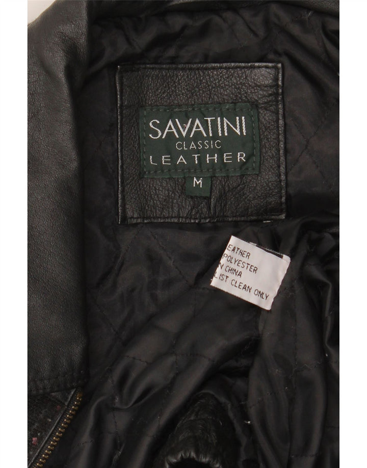 Vintage chaqueta de cuero para hombre Reino Unido 38 cuero negro medio