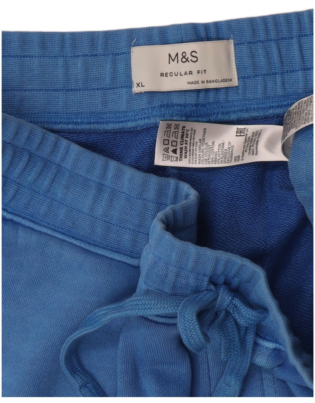 Marks & Spencer Pantalones cortos deportivos de ajuste regular para hombre XL Algodón azul