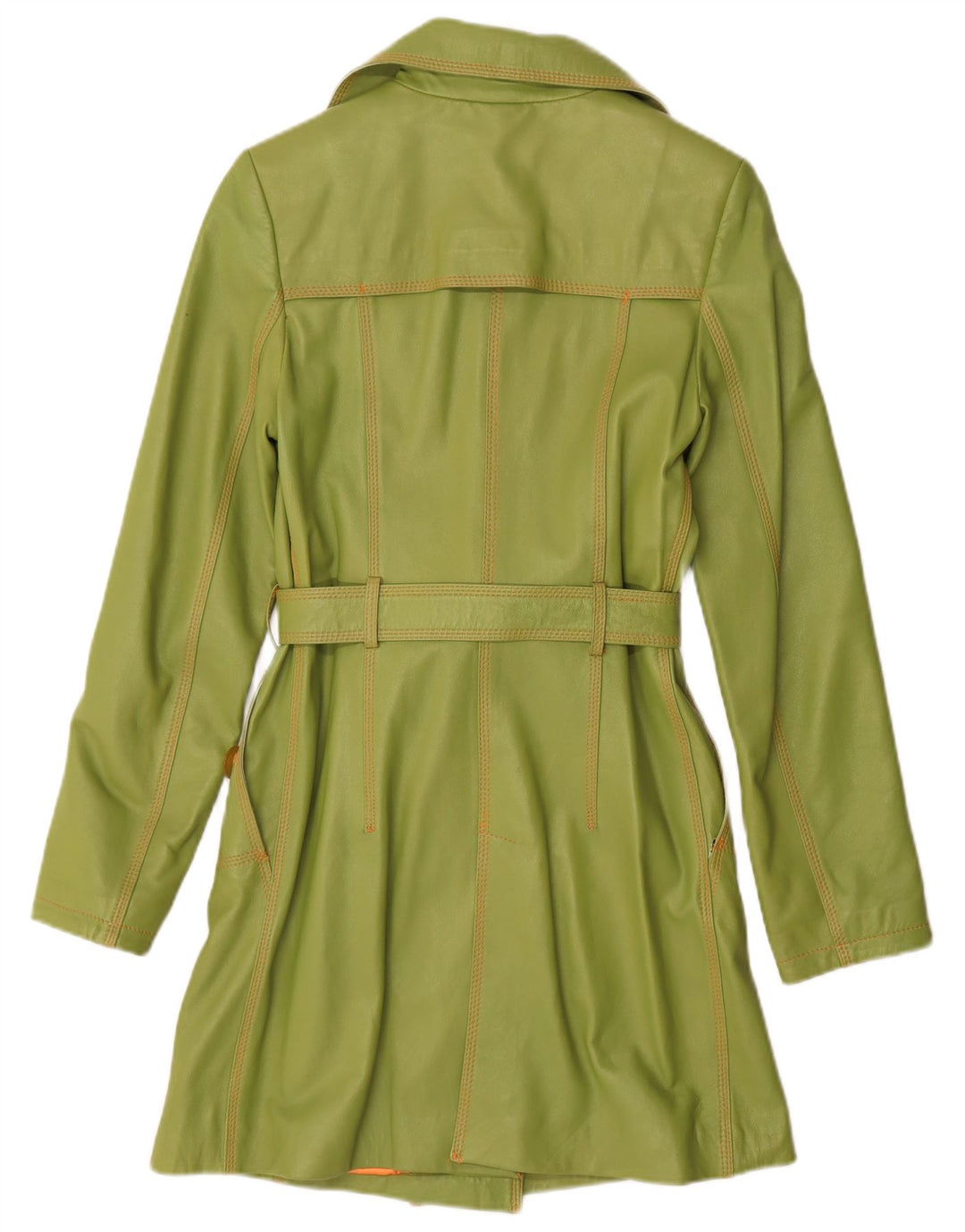 Benny's Abrigo de cuero con doble botonadura para mujer UK 42 Cuero verde medio