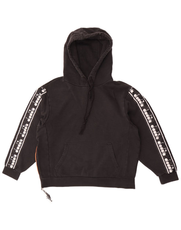 Diadora Sudadera Con Capucha Gráfica Para Hombre Jersey Pequeño De Algodón Negro