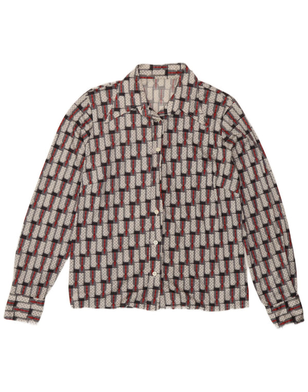 Vintage mujer camisa Reino Unido 16 grande multicolor geométrico