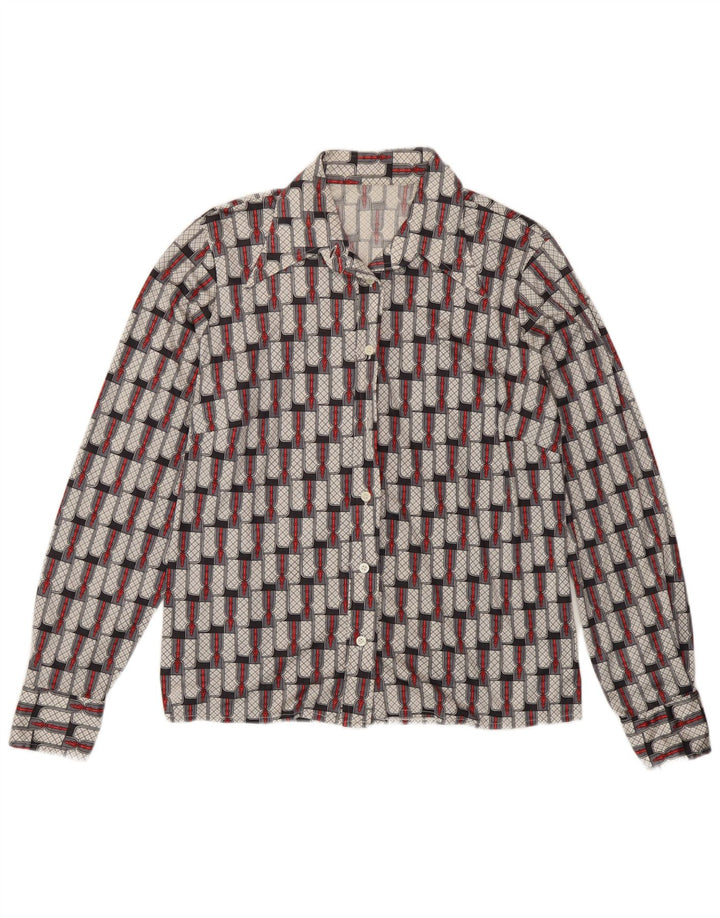 Vintage mujer camisa Reino Unido 16 grande multicolor geométrico