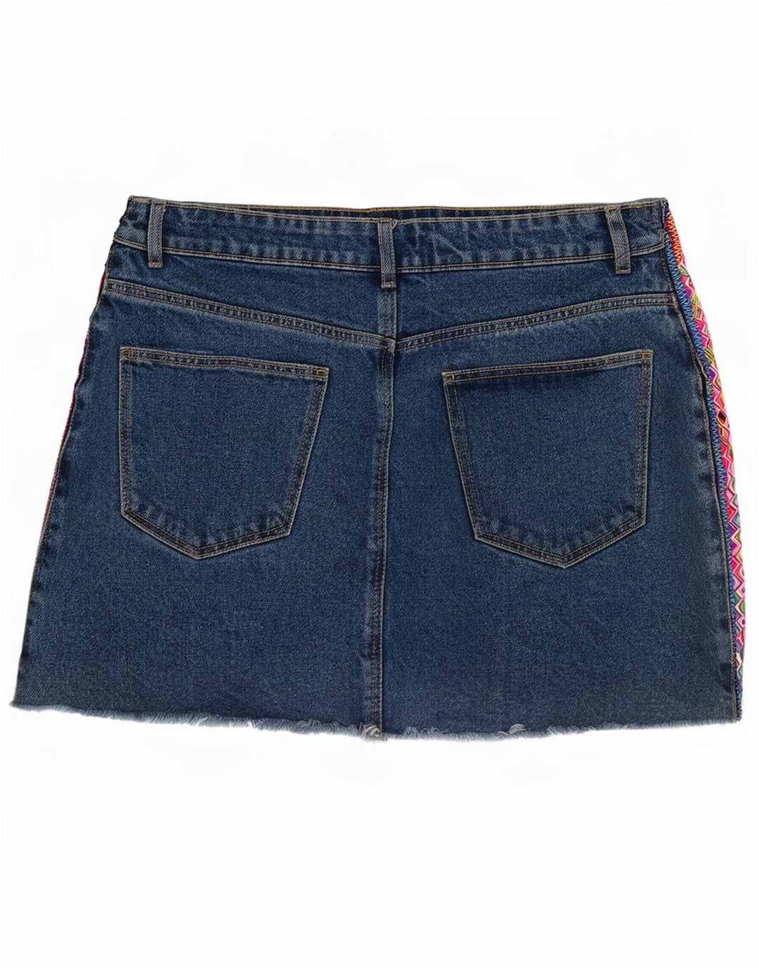 Zara Mujer Mini Falda Vaquera Mediana W28 Azul Geométrico