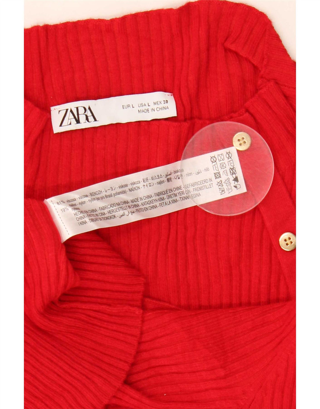 Zara Jersey con cuello alto para mujer, talla 44, talla grande, viscosa roja