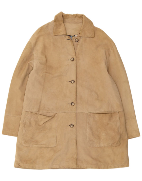 VINTAGE Abrigo de ante para mujer IT 46 Cuero beige grande