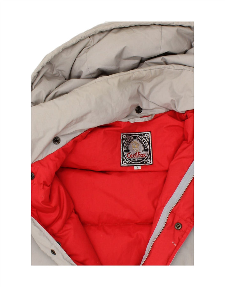 VINTAGE Mens Hooded Padded Jacket UK 36 Small Grey Polyester Vintage Vintage and Second-Hand Vintage from Messina Hembry 