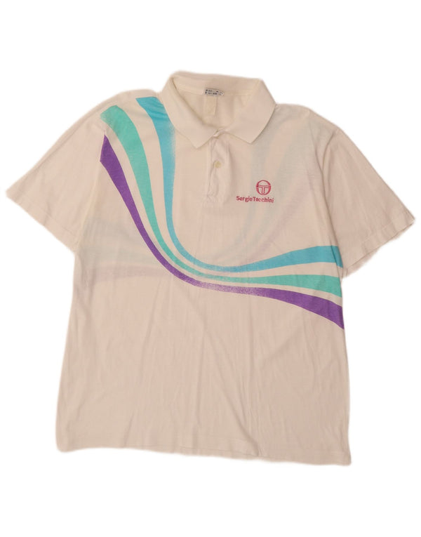 SERGIO TACCHINI Polo para hombre EU 52 Grande Blanco Rayas