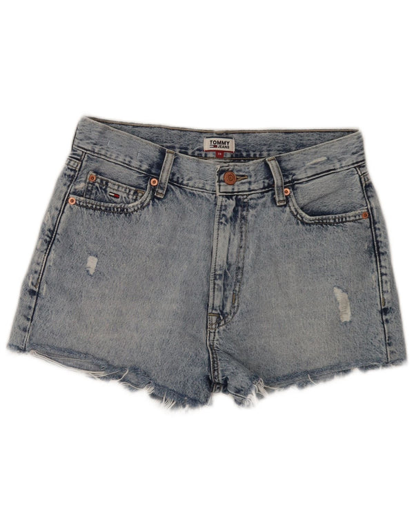 Shorts De Mezclilla Desgastados De Cintura Alta Para Mujer Tommy Hilfiger W28 Azul Medio