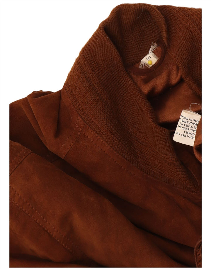 Vintage hombres ante bomber chaqueta IT 50 cuero marrón grande