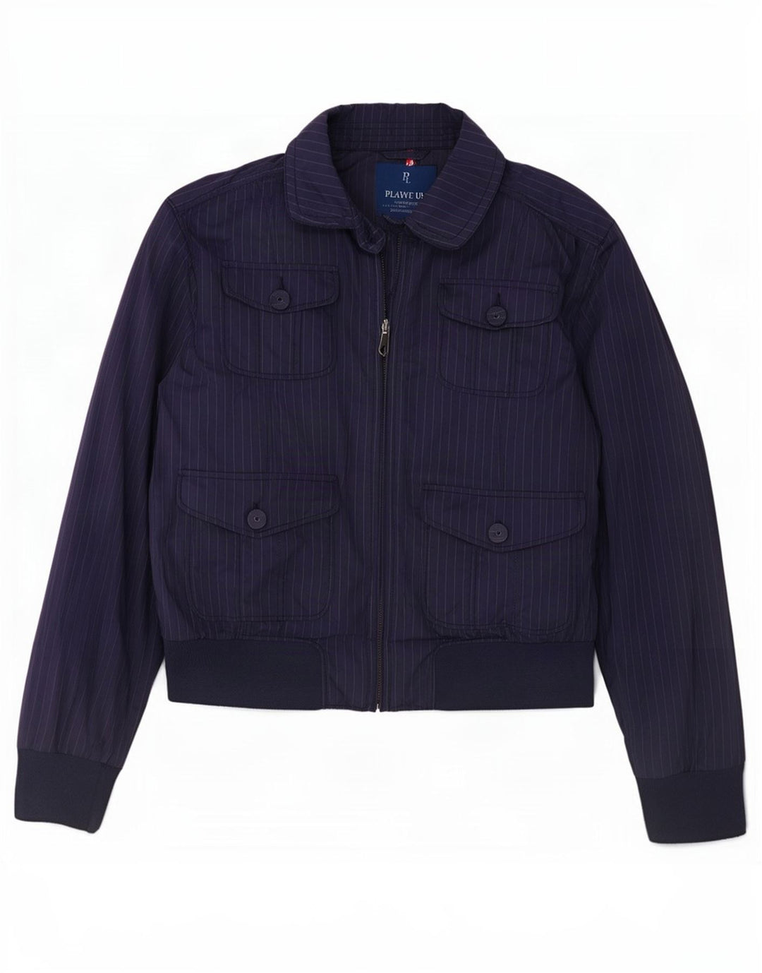 Playlife Chaqueta bomber para mujer UK 46 Grande Poliéster a rayas azul marino