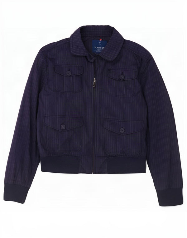 Playlife Chaqueta bomber para mujer UK 46 Grande Poliéster a rayas azul marino