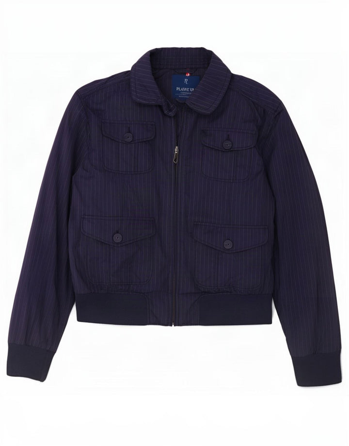 Playlife Chaqueta bomber para mujer UK 46 Grande Poliéster a rayas azul marino
