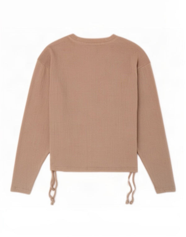 Zara Mujer Top Manga Larga UK 40 Small Beige Poliéster