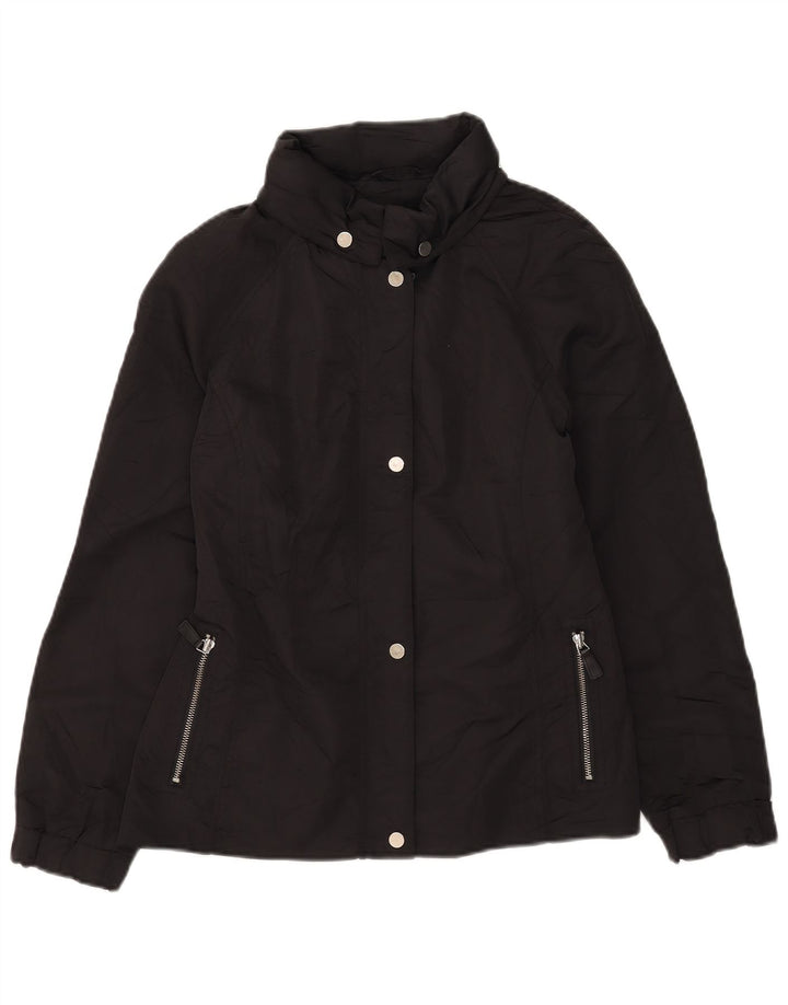 Massimo Dutti Chaqueta Cortavientos Con Capucha Mujer UK 44 Mediana Negro Poliéster