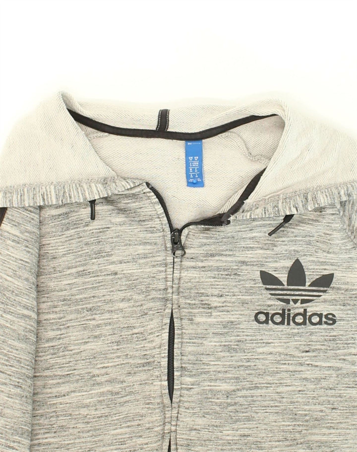 ADIDAS Sudadera con capucha y cremallera para hombre Algodón gris medio