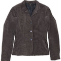 SASCH Womens 3 Button Blazer Jacket UK 10 Small Navy Blue Check Cotton