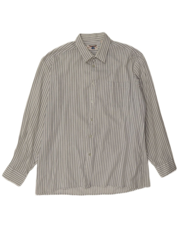 Camisa vintage para hombre talla 16 1/2 42 Poliéster a rayas blancas grandes