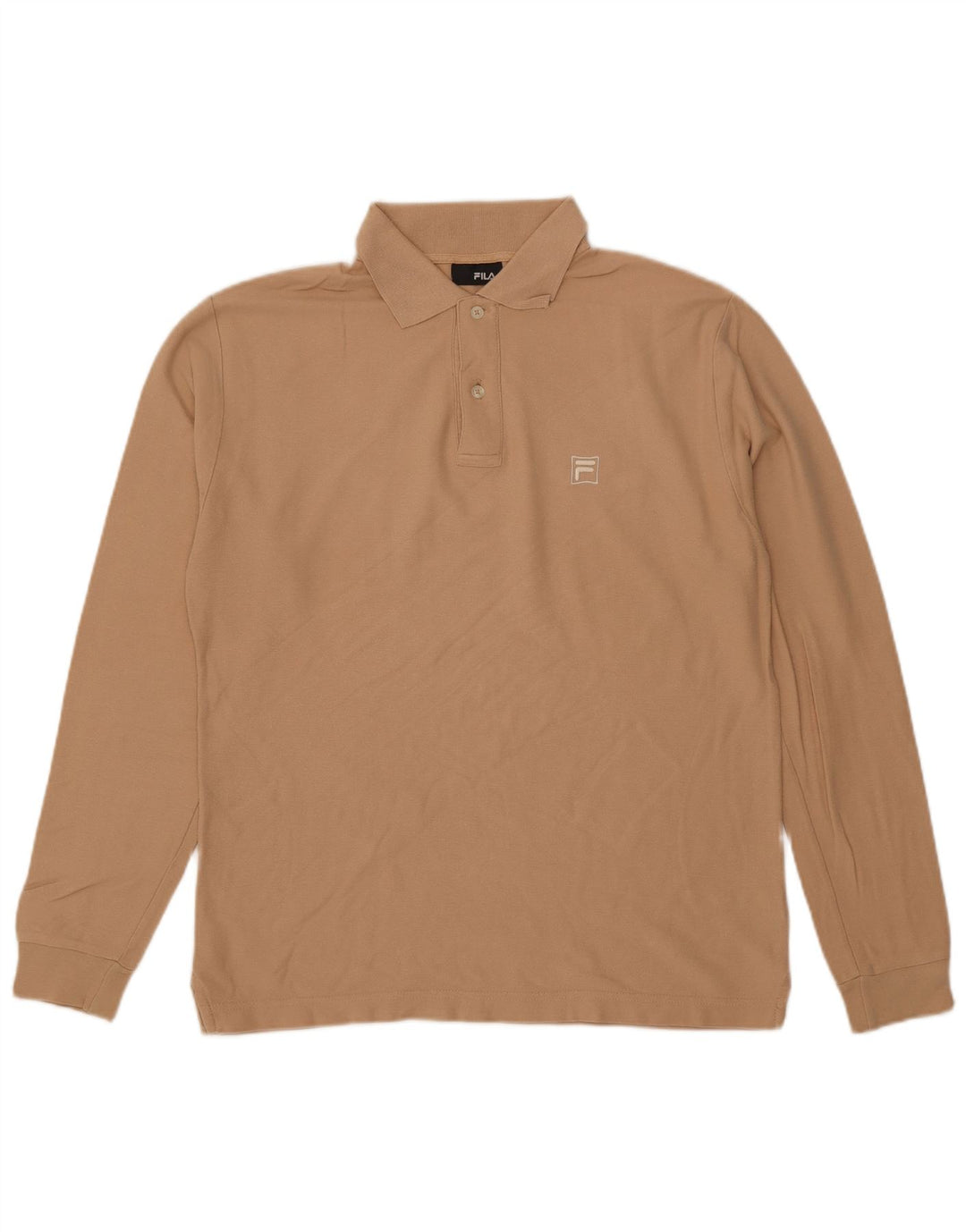 Fila Polo De Manga Larga Para Hombre Algodón Beige Medio