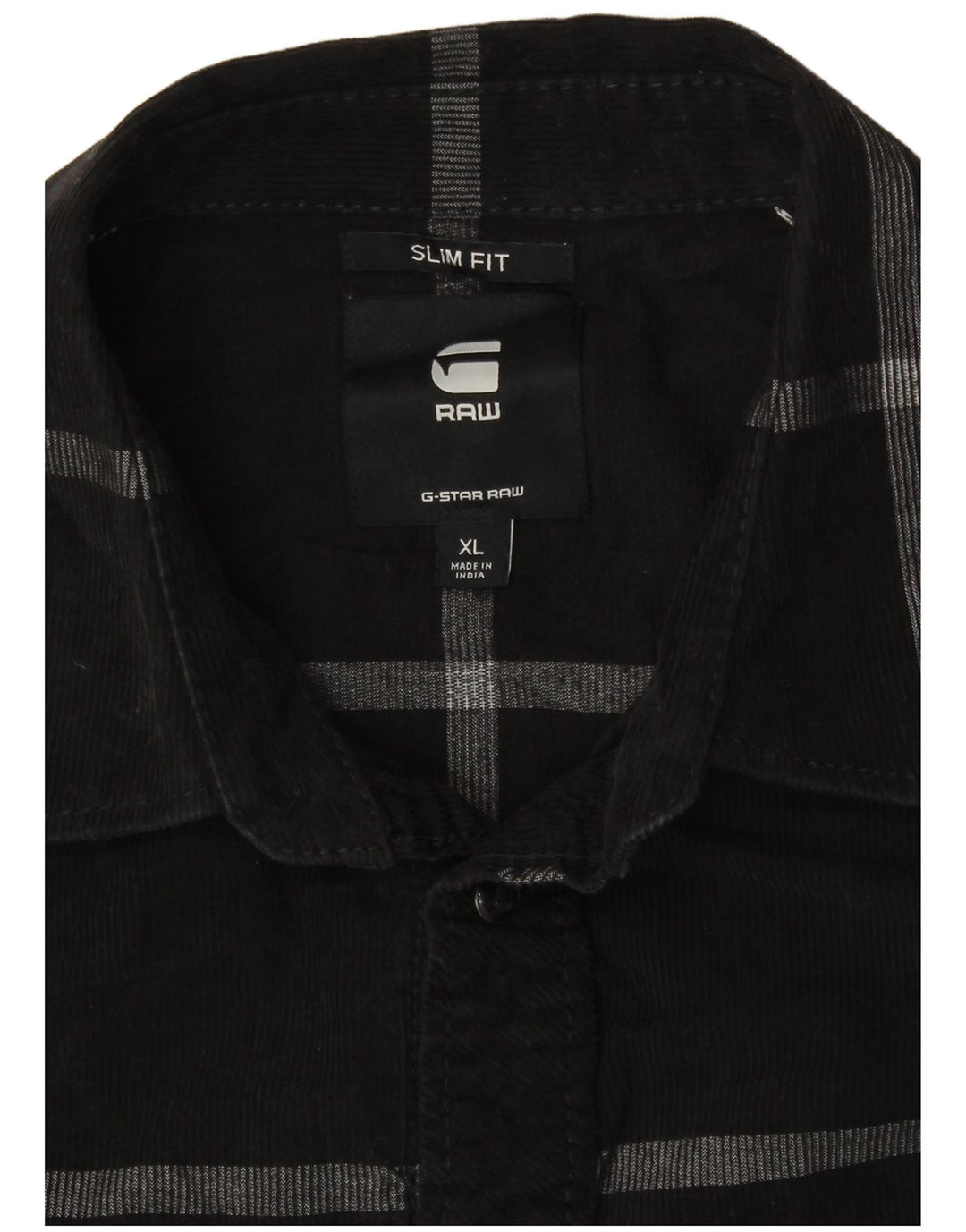 G-Star Hombre Camisa De Pana XL Algodón A Cuadros Negro