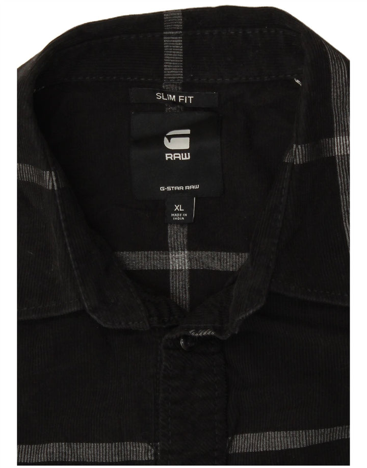 G-Star Hombre Camisa De Pana XL Algodón A Cuadros Negro