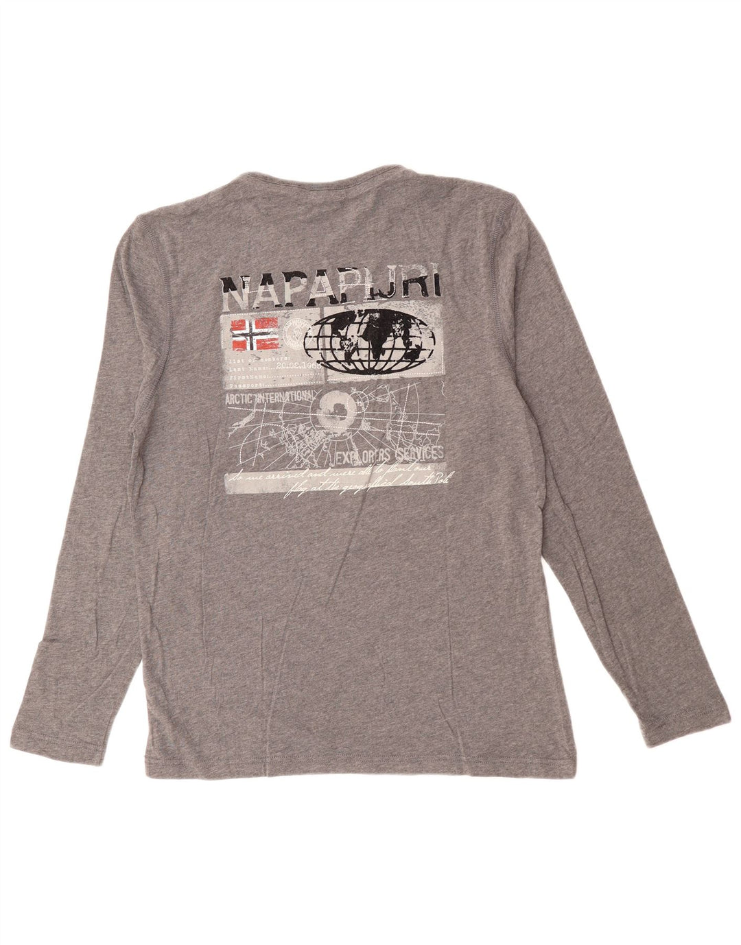 NAPAPIJRI Hombre Top Gráfico Manga Larga Gris Medio