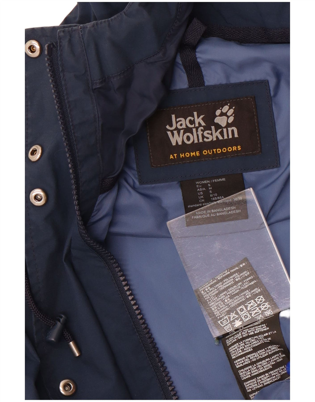 Jack Wolfskin Chaqueta cortavientos con capucha para mujer UK 8/10 Small Azul marino