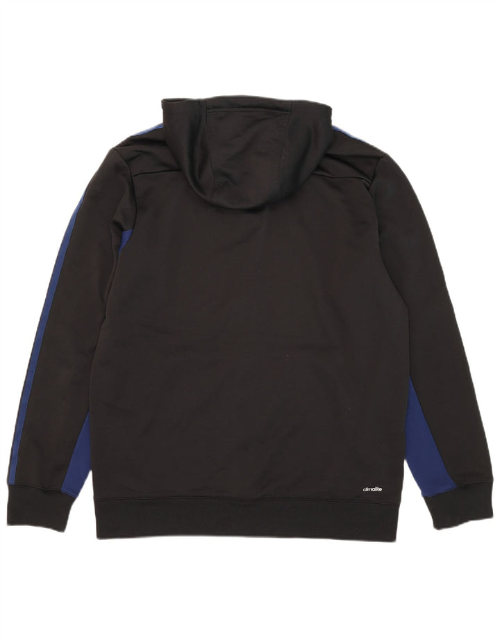 Adidas Hombre Climalite Zip Sudadera Con Capucha Suéter Medio Negro Colorblock Poliéster