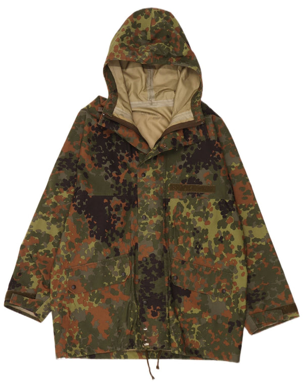 Vintage hombres con capucha chaqueta militar Reino Unido 42 XL camuflaje multicolor
