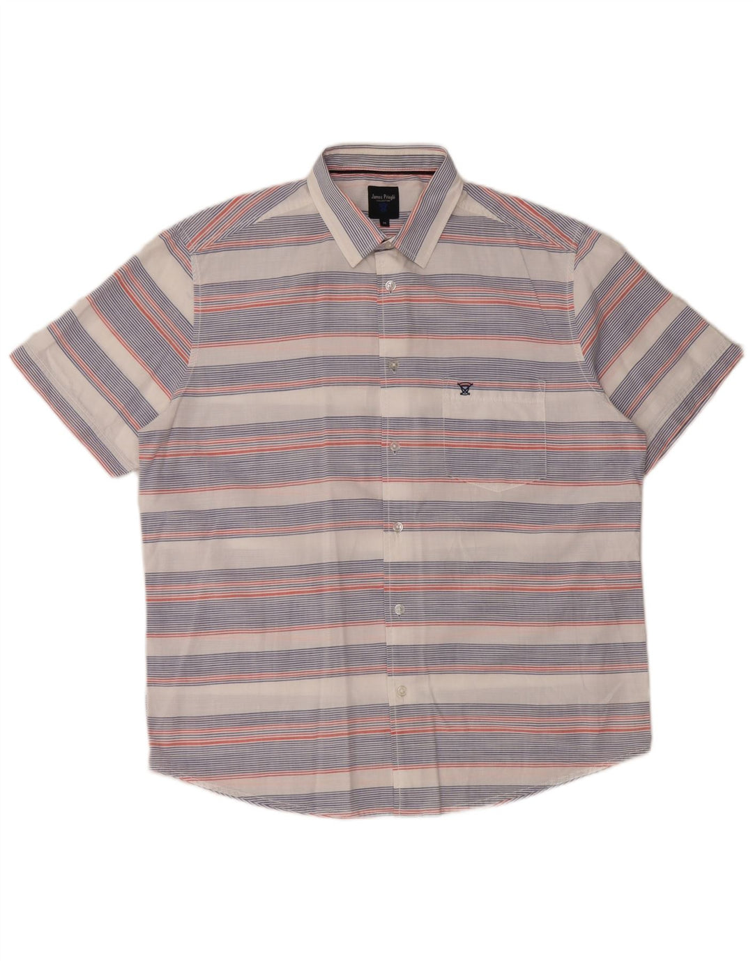 JAMES PRINGLE Camisa de manga corta para hombre Algodón de rayas blanco medio