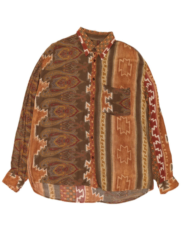 Touche Camisa Hombre XL Marrón Geométrico Viscosa Azteca