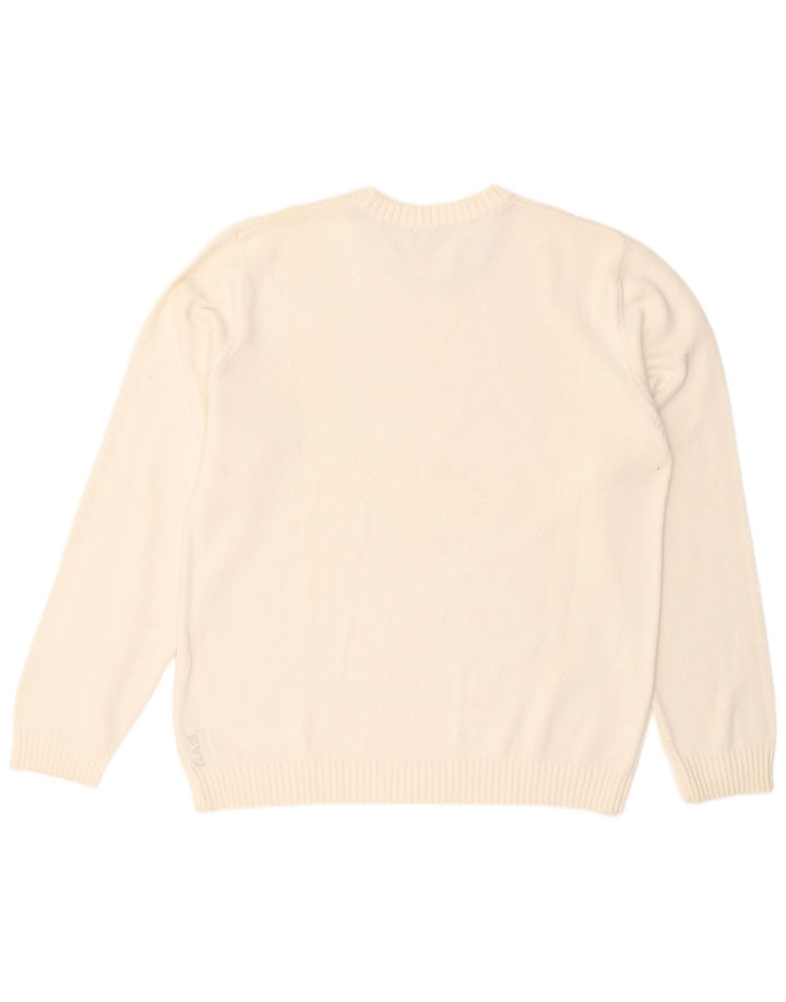 Gas - Jersey de cuello redondo para hombre, talla 2XL, algodón blanco