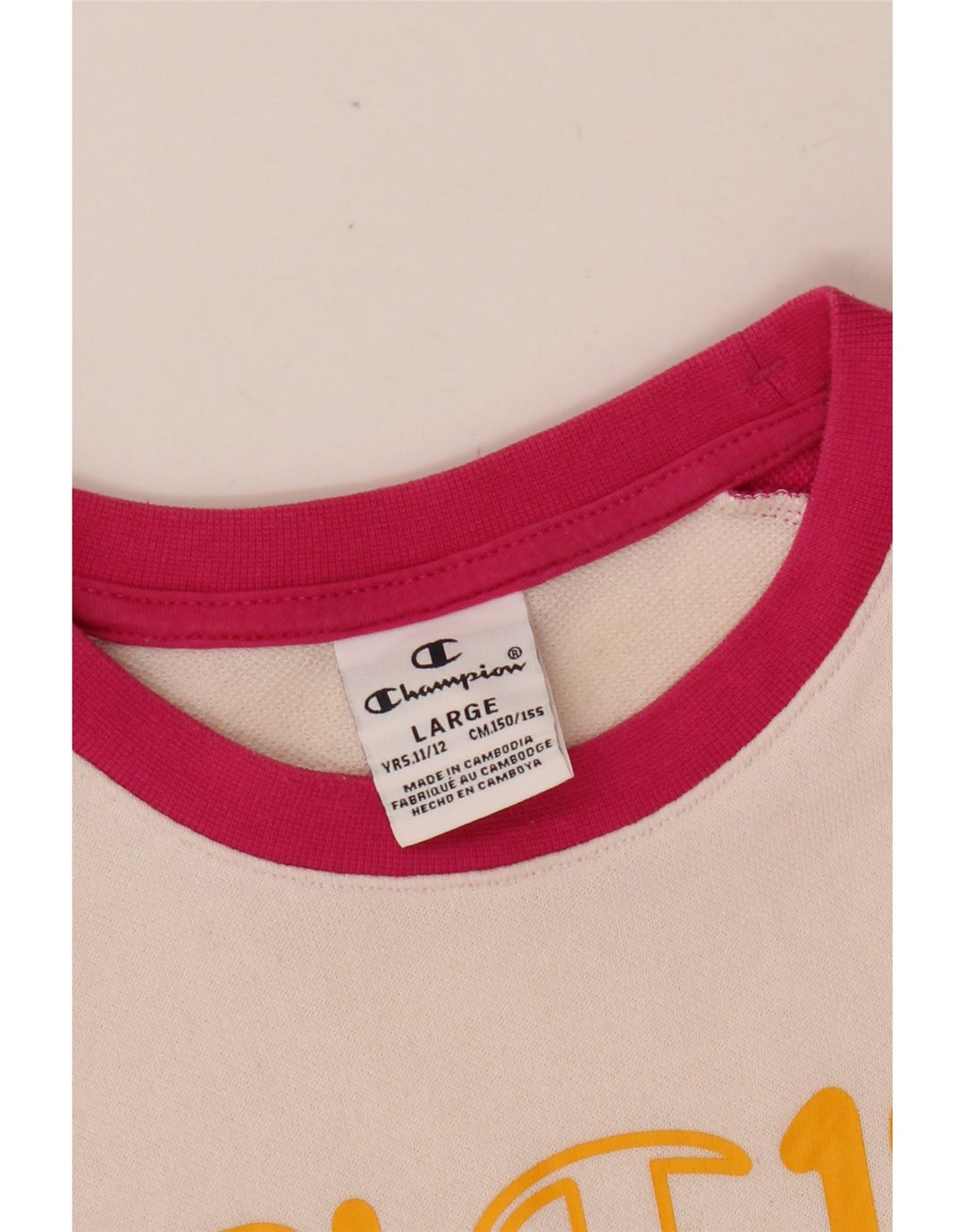 CHAMPION Sudadera para niña Jumper 11-12 años Grande Rosa Colorblock