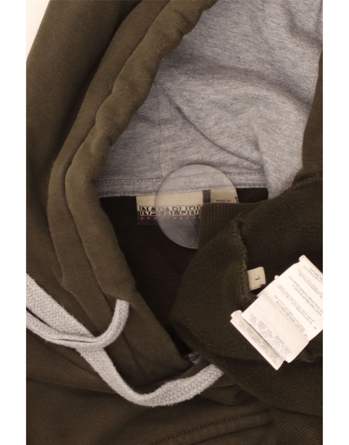 NAPAPIJRI Jersey con capucha y estampado geográfico para hombre, talla grande, algodón caqui