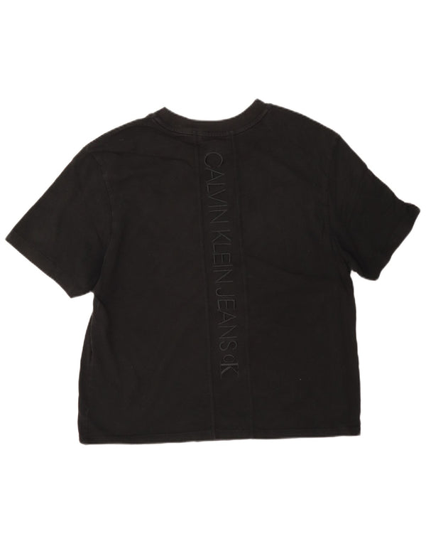 Calvin Klein Jeans - Camiseta corta con gráfico para mujer, talla 40, talla M, color negro