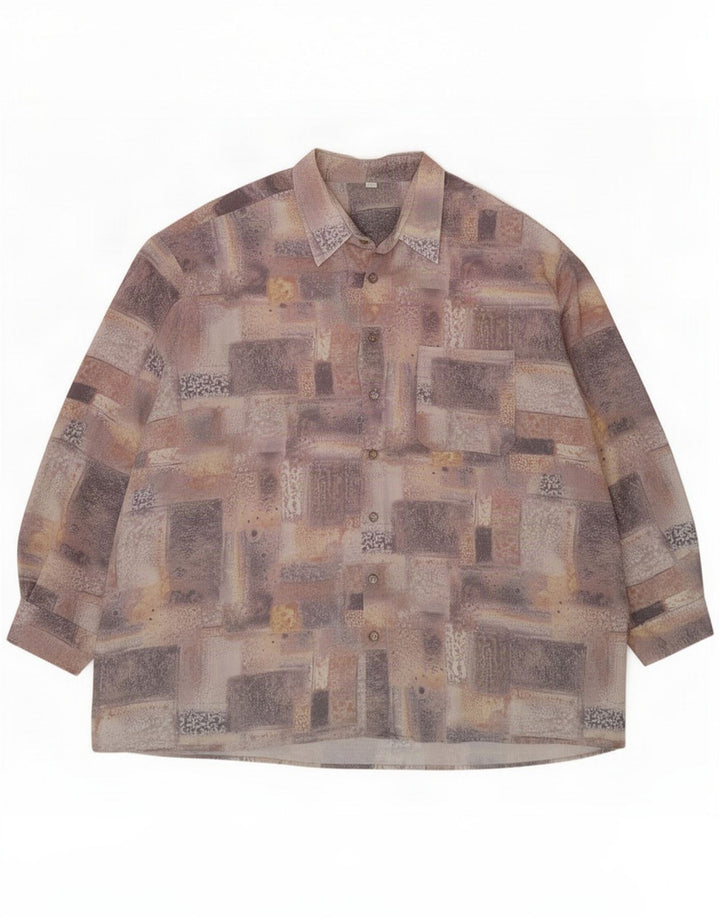 Camisa vintage con estampado abstracto para hombre Talla 48 3XL Multicolor